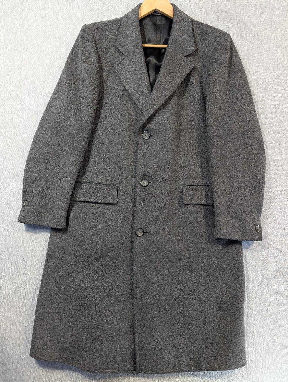 Leishman By Tip Top Wool Cashmere Overcoat Men's 40R Grey Pea Coat